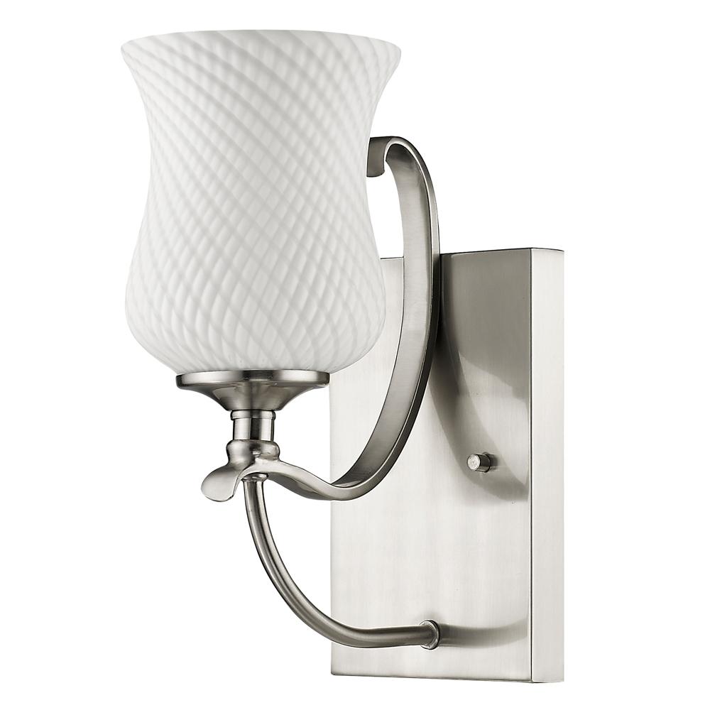 Evelyn 1-Light Satin Nickel Sconce With Optic-Art Glass Shade