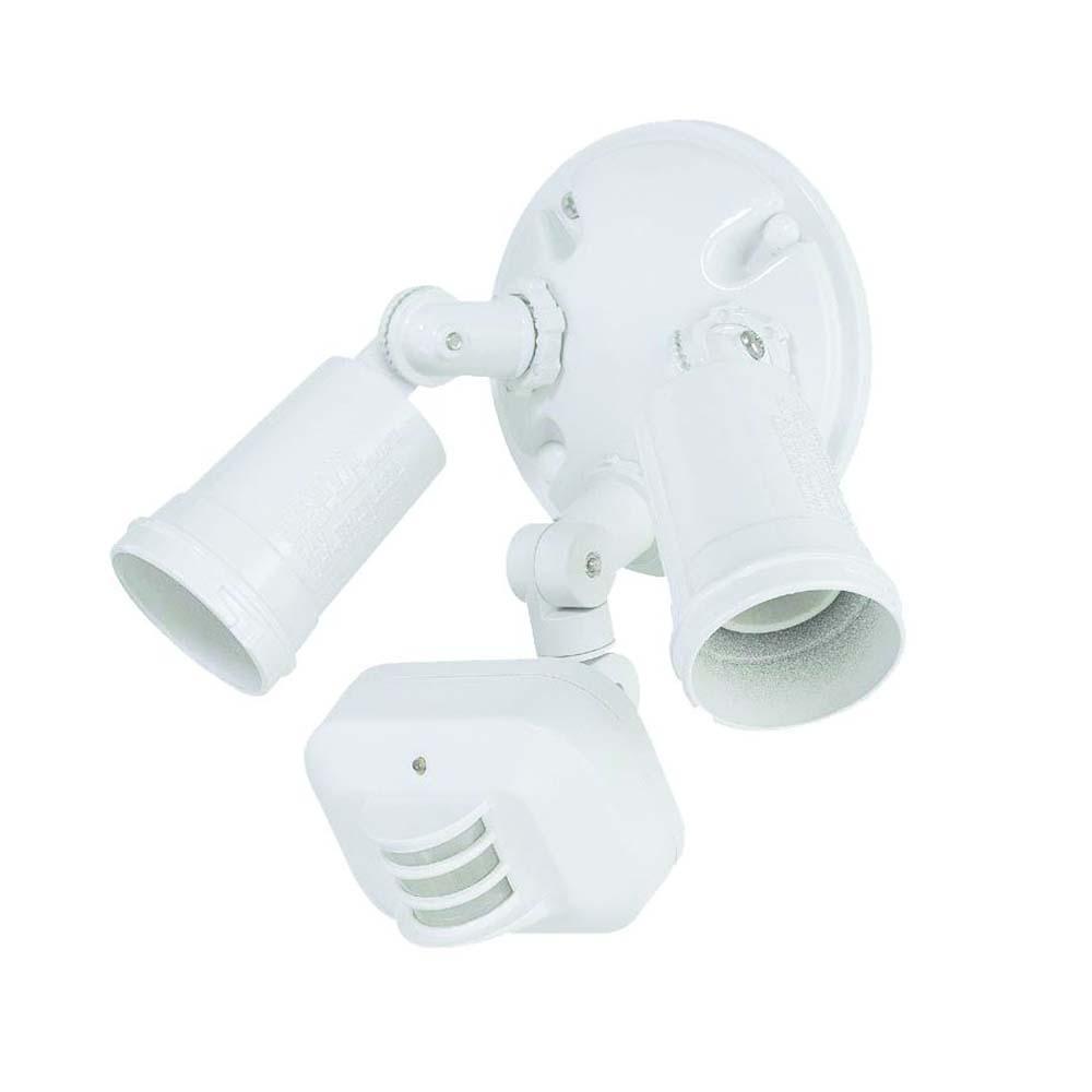 Motion Activated Floodlights Collection 2-Light Outdoor White Light Fixture