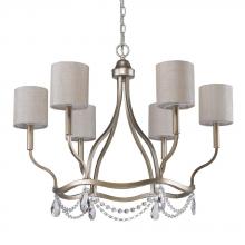  IN11005WG - Margaret Indoor 6-Light Chandelier w/Fabric Shades In Washed Gold