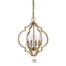  IN11017RB - Peyton Indoor 4-Light Chandelier W/Crystal Bobeches In Raw Brass