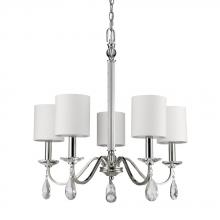  IN11052PN - Lily Indoor 5-Light Chandelier w/Shades & Crystal Pendants In Polished Nickel