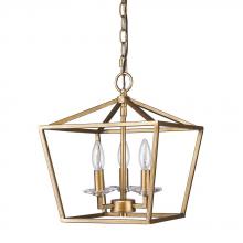  IN11131AG - Kennedy Indoor 3-Light Pendant w/Crystal Bobeches In Antique Gold