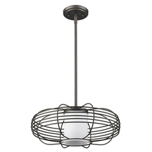  IN21215ORB - Loft 1-Light Oil-Rubbed Bronze Wire Globe Pendant With Etched Glass Interior Shade