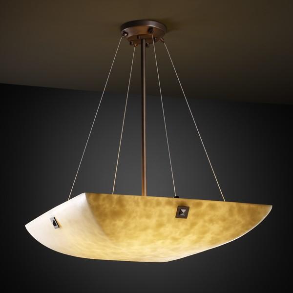 48&#34; Pendant Bowl w/ Pair Cylindrical Finials