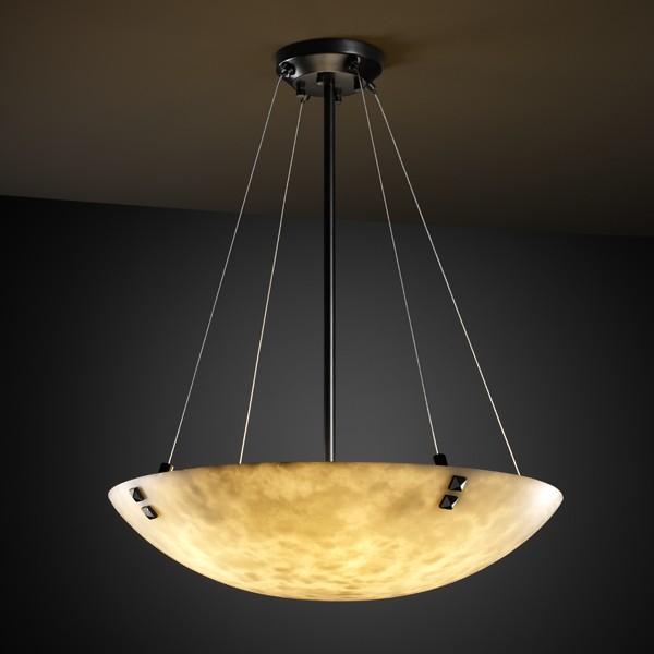 48&#34; Pendant Bowl w/ Large Square w/ Point Finials