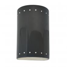 Justice Design Group CER-0990W-GRY - Small Cylinder w/ Perfs - Closed Top (Outdoor)