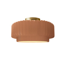 Justice Design Group CER-6370-ADOB-BRSS-LED1-700 - Small Tier Pleated LED Semi-Flush