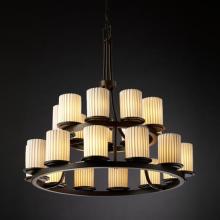 Justice Design Group POR-8767-10-BANL-DBRZ - Dakota 21-Light 2-Tier Ring Chandelier
