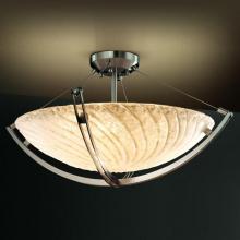 Justice Design Group GLA-9712-35-WHTW-NCKL-LED5-5000 - 24" LED Semi-Flush Bowl w/ Crossbar