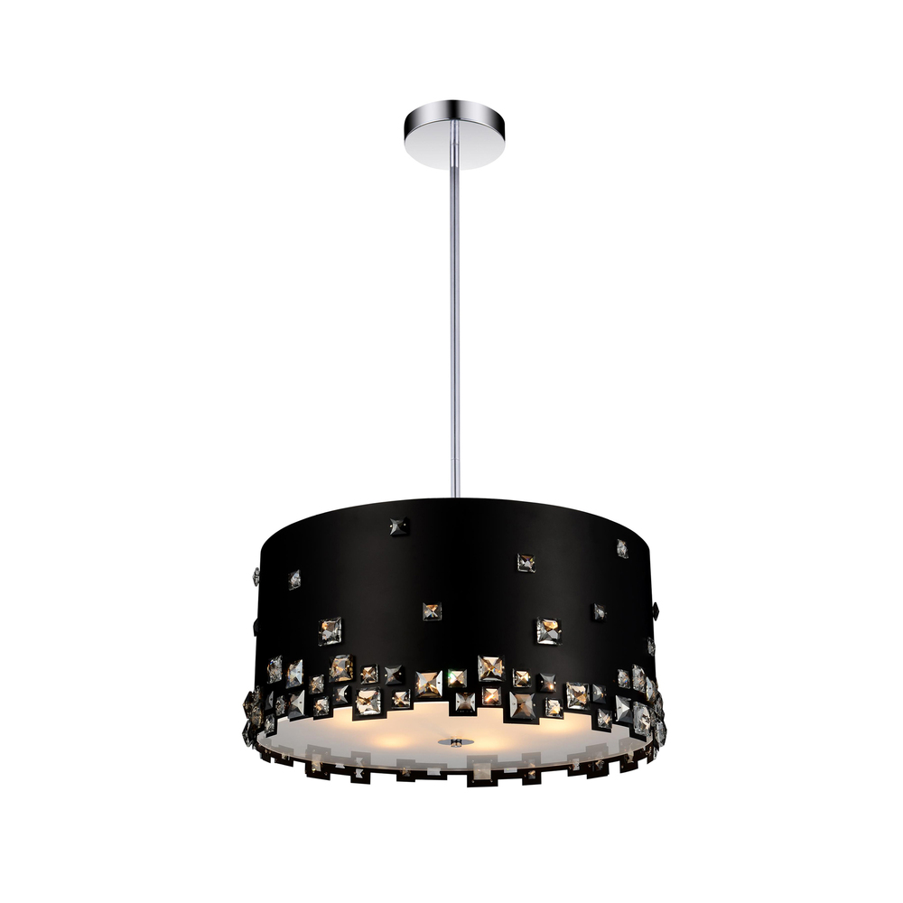 Shadow 5 Light Drum Shade Chandelier With Black Finish
