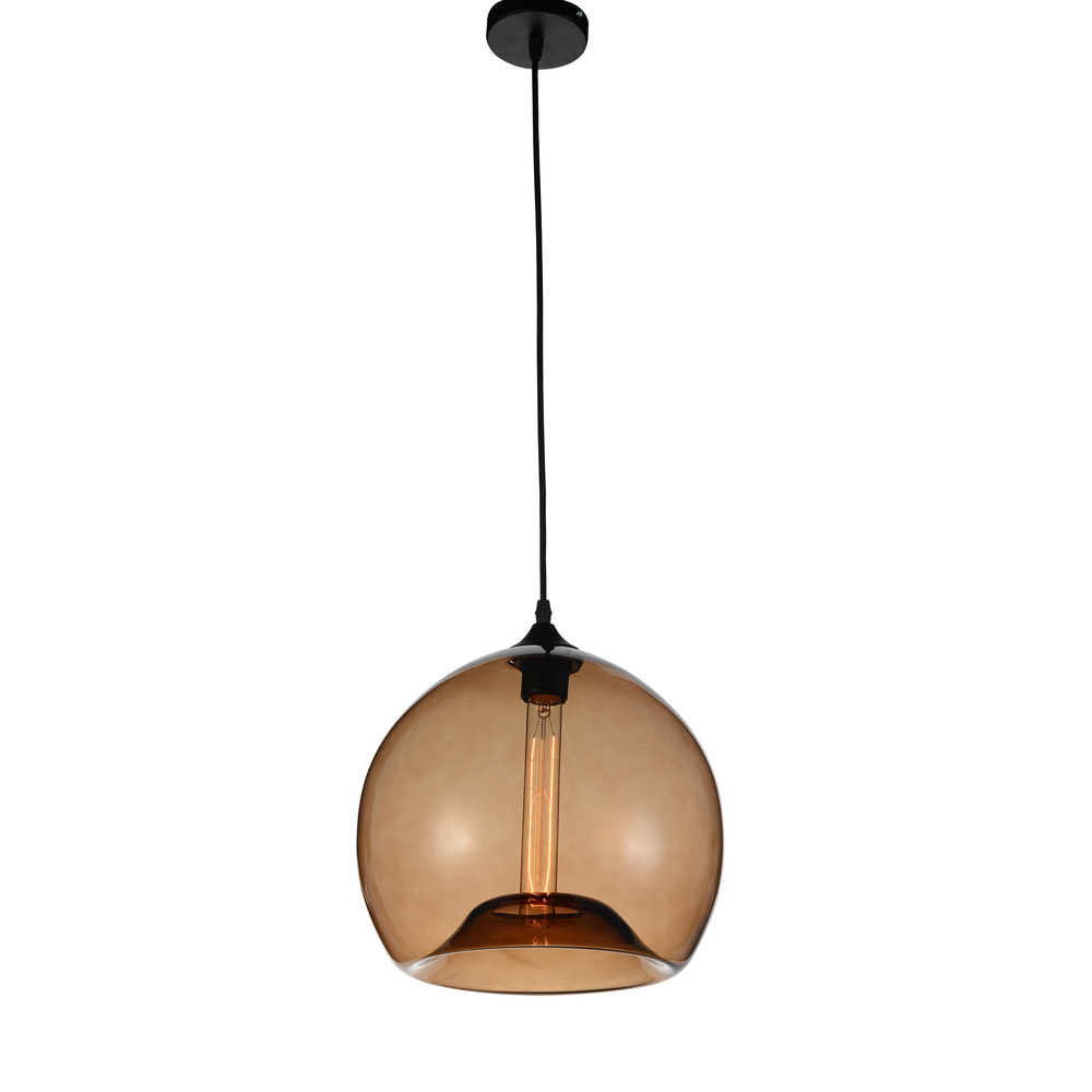 Glass 1 Light Down Mini Pendant With Brown Finish