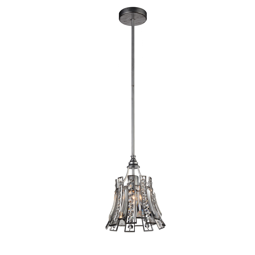 Nile 1 Light Drum Shade Chandelier With Antique Forged Silver Finish