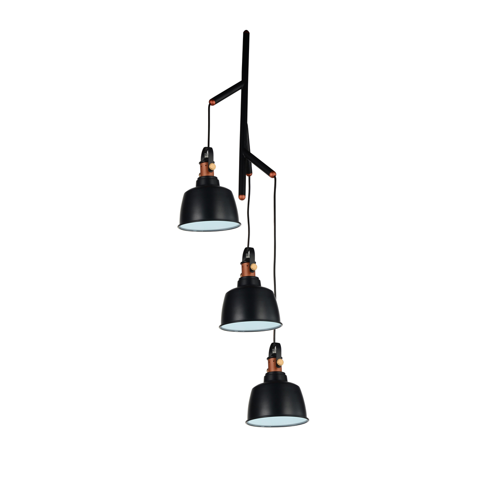 Tower Bell 3 Light Down Pendant With Black Finish
