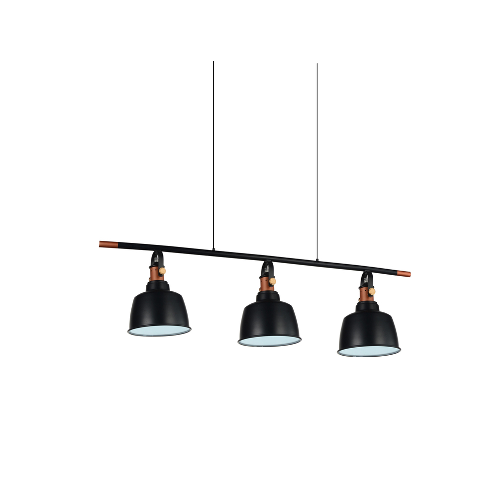 Tower Bell 3 Light Pool Table Light With Black Finish