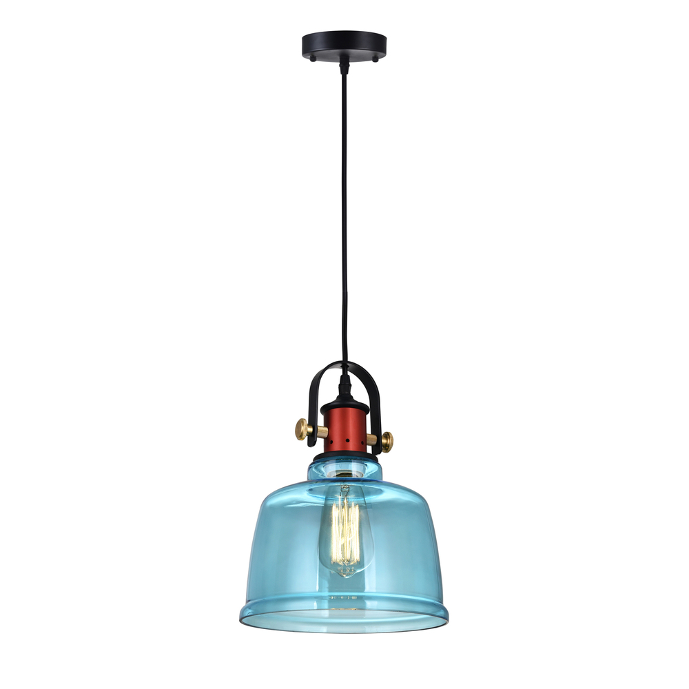 Tower Bell 1 Light Down Pendant With Blue Finish