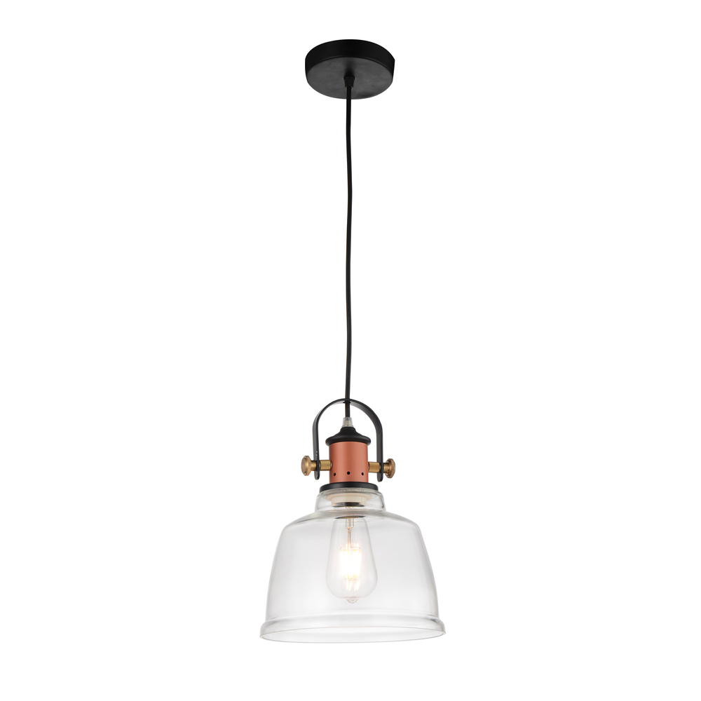 Tower Bell 1 Light Down Pendant With Clear Finish