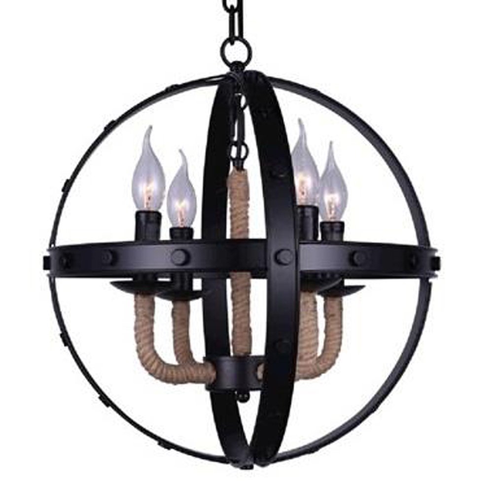 Surma 4 Light Up Chandelier With Black Finish