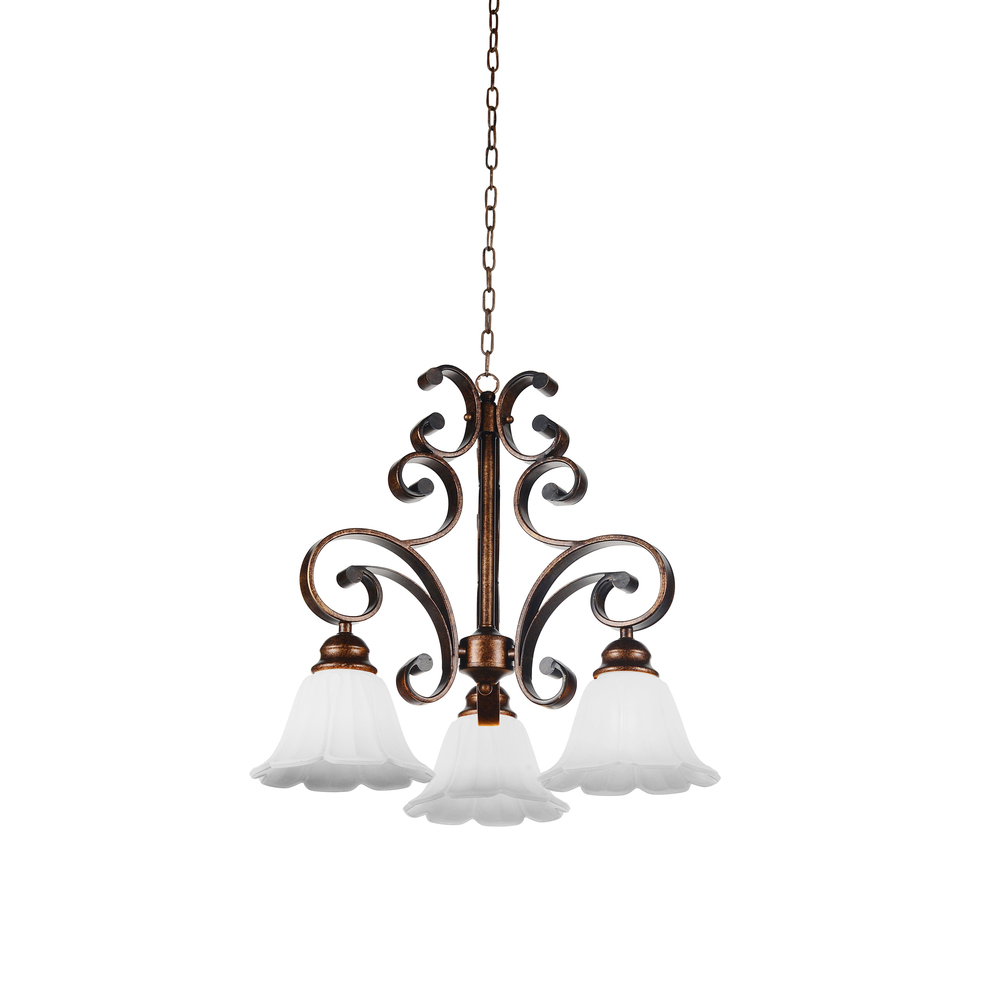 Victoria 3 Light Down Chandelier With Antique Gold Finish
