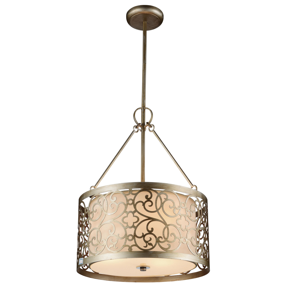 Alexandra 3 Light Drum Shade Chandelier With Rubbed Silver Finish