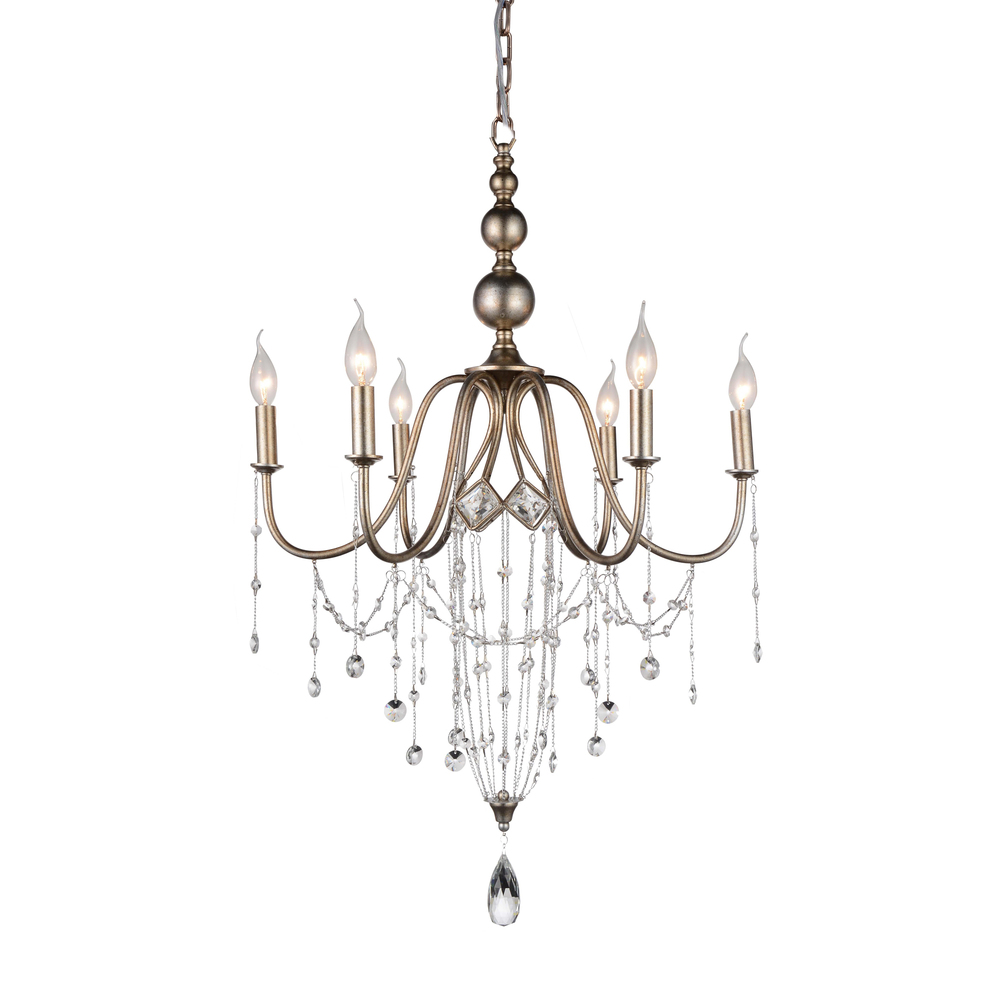 Pembina 6 Light Up Chandelier With Speckled Nickel Finish