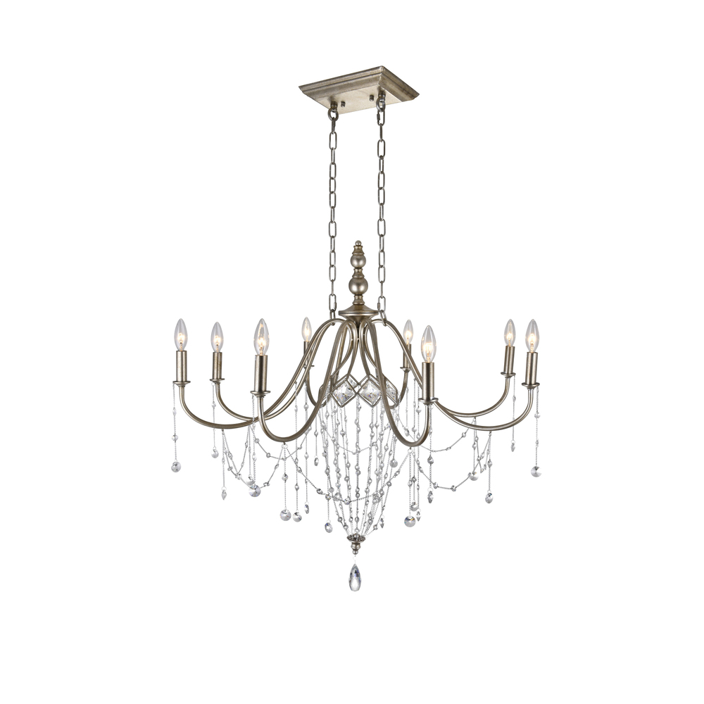 Pembina 8 Light Up Chandelier With Speckled Nickel Finish