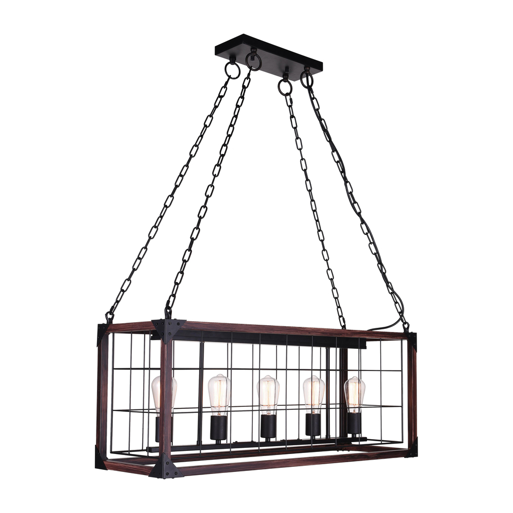 Fetto 5 Light Island Chandelier With Black Finish