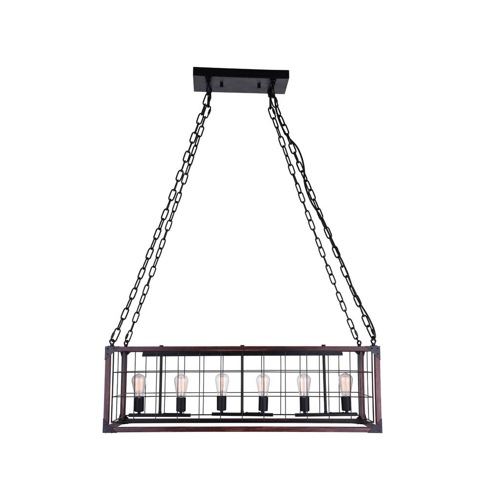 Fetto 6 Light Island Chandelier With Black Finish