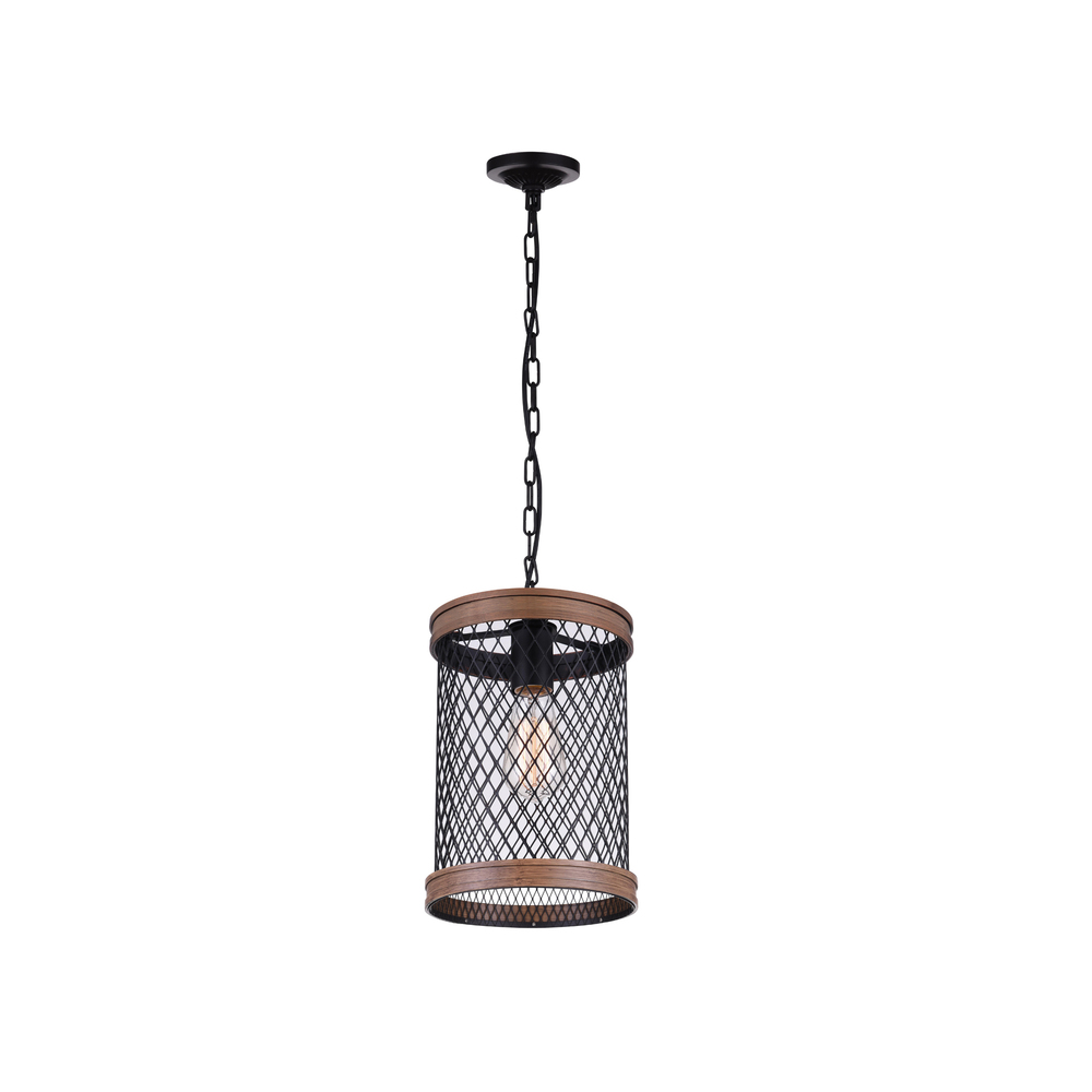 Torres 1 Light Drum Shade Mini Chandelier With Black Finish