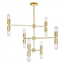  1227P34-12-169 - Hand Crank 12 Light Chandelier With Medallion Gold Finish