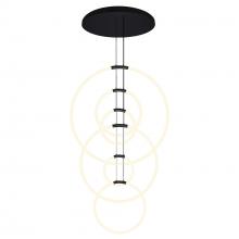  1273P35-6-101-R - Hoops 6 Light LED Chandelier With Black Finish