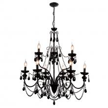  5095P32B-9 - Keen 9 Light Up Chandelier With Black Finish