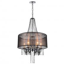 CWI Lighting 5475P20C-6 Brown - Amelia 6 Light Drum Shade Chandelier With Chrome Finish
