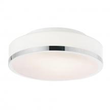  5479C10SN-R - Frosted 2 Light Drum Shade Flush Mount With Satin Nickel Finish