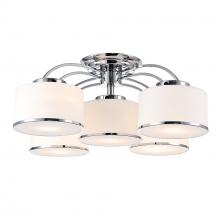  5479C30C-5 - Frosted 5 Light Drum Shade Flush Mount With Chrome Finish