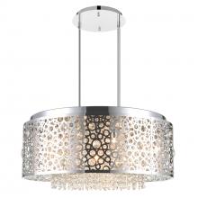  5536P24ST - Bubbles 9 Light Drum Shade Chandelier With Chrome Finish