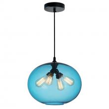  5553P16 -Blue - Glass 4 Light Down Pendant With Blue Finish