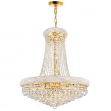  8001P28G - Empire 18 Light Down Chandelier With Gold Finish