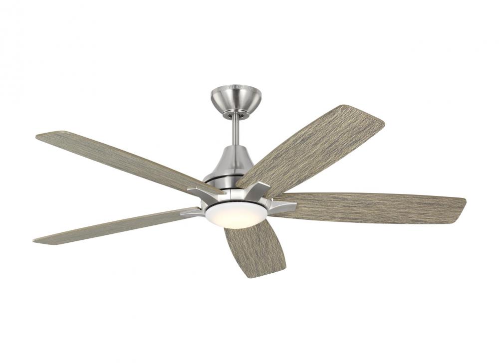 Lowden 52" Dimmable Indoor/Outdoor Integrated LED Brushed Steel Ceiling Fan with Light Kit, Remo