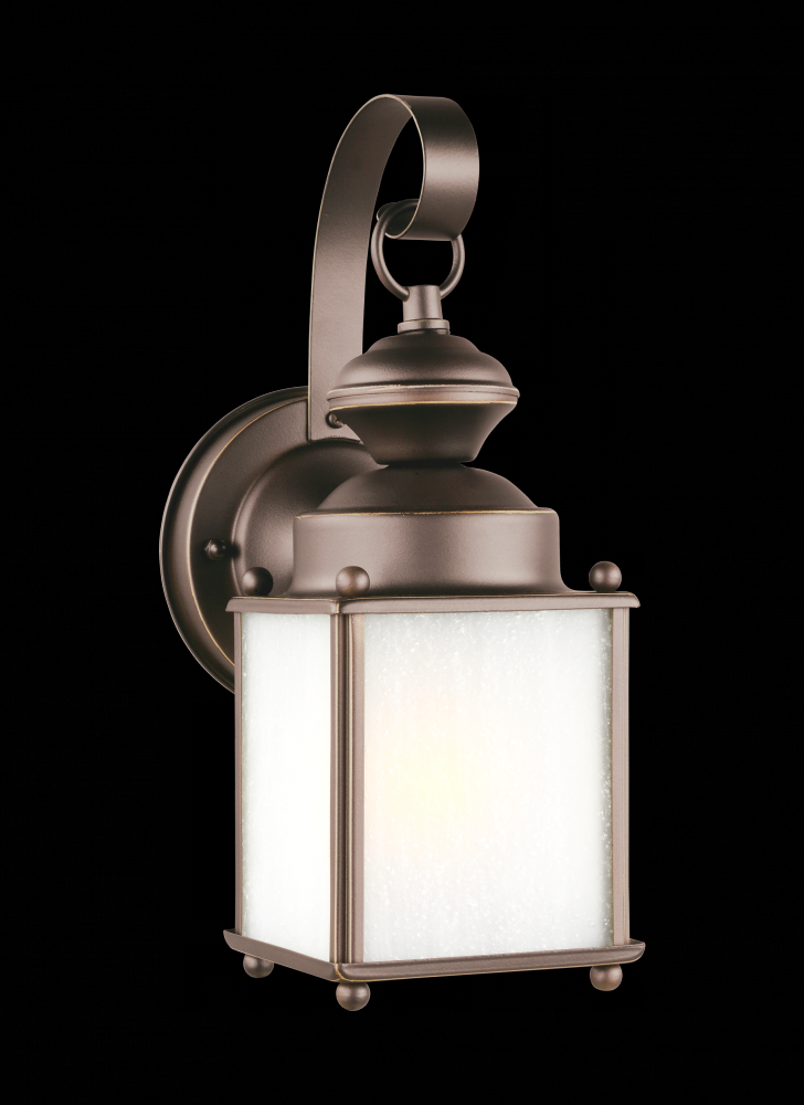 Jamestowne transitional 1-light LED small outdoor exterior wall lantern in antique bronze finish wit