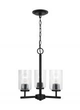  31170-112 - Oslo indoor dimmable 3-light chandelier in a midnight black finish with a clear seeded glass shade
