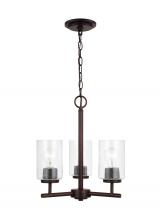  31170-710 - Oslo indoor dimmable 3-light chandelier in a bronze finish with a clear seeded glass shade