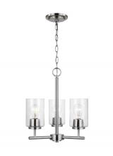  31170-962 - Oslo indoor dimmable 3-light chandelier in a brushed nickel finish with a clear seeded glass shade