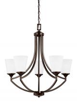  3124505-710 - Hanford traditional 5-light indoor dimmable ceiling chandelier pendant light in bronze finish with s