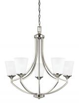  3124505-962 - Hanford traditional 5-light indoor dimmable ceiling chandelier pendant light in brushed nickel silve