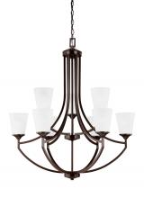  3124509-710 - Hanford traditional 9-light indoor dimmable ceiling chandelier pendant light in bronze finish with s