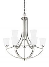  3124509-962 - Hanford traditional 9-light indoor dimmable ceiling chandelier pendant light in brushed nickel silve