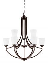  3124509EN3-710 - Hanford traditional 9-light LED indoor dimmable ceiling chandelier pendant light in bronze finish wi