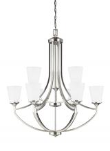  3124509EN3-962 - Hanford traditional 9-light LED indoor dimmable ceiling chandelier pendant light in brushed nickel s