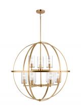  3124679-848 - Alturas indoor dimmable 9-light multi-tier chandelier in satin brass finish with spherical steel fra
