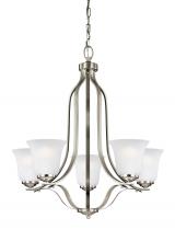  3139005-962 - Emmons traditional 5-light indoor dimmable ceiling chandelier pendant light in brushed nickel silver